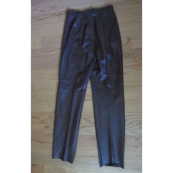 Siena Studio Dark Brown Soft Lamb Leather High Waist Pants Size 4 - Picture 5 of 5